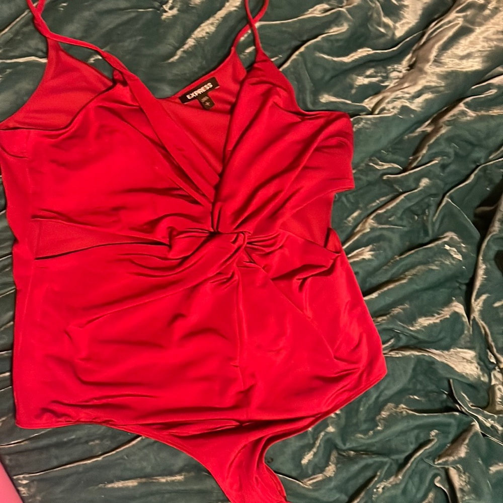 Red Express bodysuit with cut outs